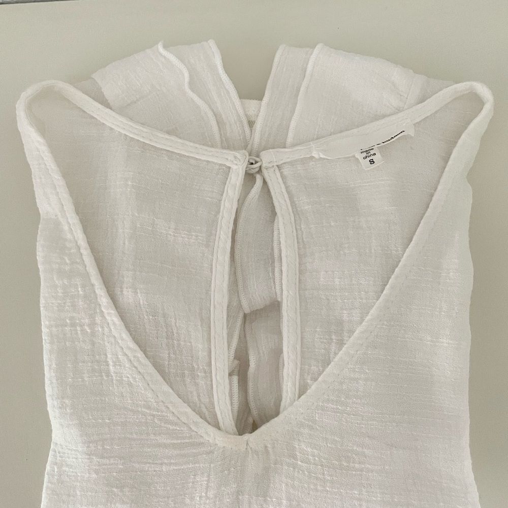 June & Hudson White Ruffle Sleeves Top W/ Lace, Size S - Picture 8 of 8